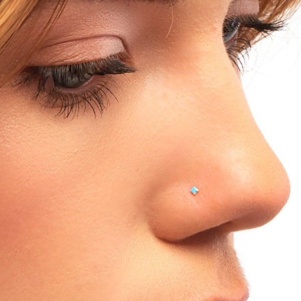 Tiny Turquoise Sterling Silver 1mm Nose Stud, Nose Ring, Silver Nose Stud, Turquoise Nose Ring, Turquoise Nose Stud, Tiny Nose Ring, SN5