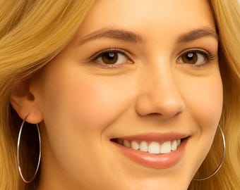 Large Sterling Silver Hoop Earrings – Delicate Thin Minimalist Hoops, Lightweight Big Silver Hoops for Everyday Wear, Dainty Modern Jewelry