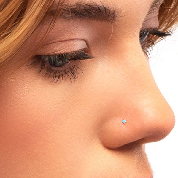 Tiny Turquoise Sterling Silver 1mm Nose Stud, Nose Ring, Silver Nose Stud, Turquoise Nose Ring, Turquoise Nose Stud, Tiny Nose Ring, SN5