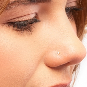 Teeny Tiny 1mm CZ Sterling Silver Nose Stud, Nose Ring, Silver Nose Stud, Sterling Nose Stud, 1mm Nose Stud, Tiny Nose Ring, Nose Stud, SN1 image 1