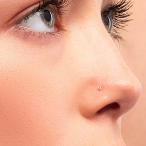 Teeny Tiny 1mm CZ Sterling Silver Nose Stud Nose Ring Silver