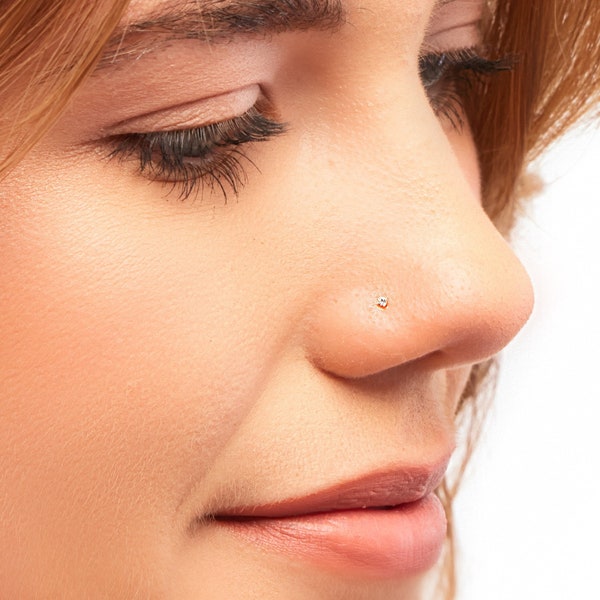 Teeny Tiny 1mm CZ Sterling Silver Nose Stud, Nose Ring, Silver Nose Stud, Sterling Nose Stud, 1mm Nose Stud, Tiny Nose Ring, Nose Stud, SN1