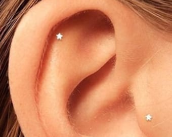 Silver Tragus Stud, Silver Helix Stud, Cartilage Stud, Silver Star Stud, Tiny Stud Earrings, Star Earrings, Sterling Studs, Star Stud, SL1