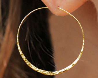 Large Hoop Earrings, Gold Filled Hoop Earrings, Hammered Hoop Earrings, Hoop Earrings, Large Hoop Earrings, Gold Hammered Earrings, SGHP6