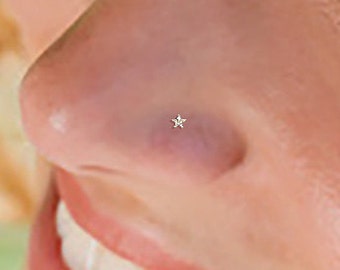 Star CZ Nose Stud, Small Nose Stud, Star Nose Stud, Nose Ring, Silver Nose Stud, Star Nose Ring, Nose Stud, Silver Nose Stud