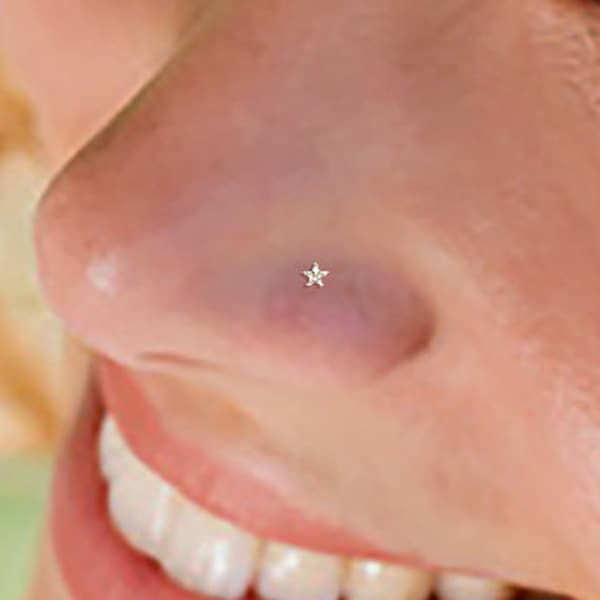 Star CZ Nose Stud, Small Nose Stud, Star Nose Stud, Nose Ring, Silver Nose Stud, Star Nose Ring, Nose Stud, Silver Nose Stud