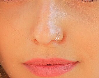 Double Nose Hoop, Double Nose Ring, Silver Nose Hoop, Silver Nose Ring, Silver Spiral Hoop, Nose Hoop, Silver Hoop, Silver Nose Ring, SGHP2