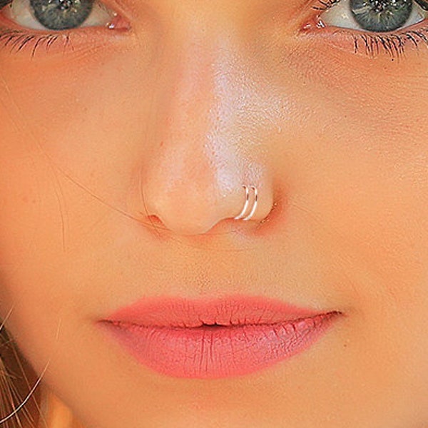 Double Nose Hoop, Double Nose Ring, Silver Nose Hoop, Silver Nose Ring, Silver Spiral Hoop, Nose Hoop, Silver Hoop, Silver Nose Ring, SGHP2
