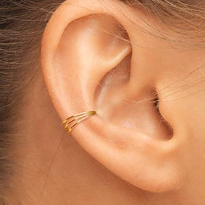 Gold filled triple ear cuff • Invisible clip on earrings • Ear