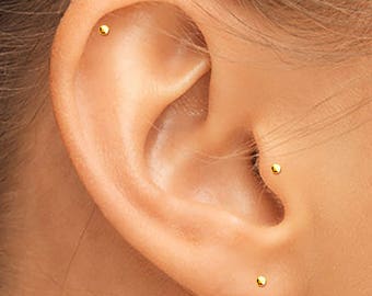 14K Gold Tragus Stud, Gold Helix Stud, Gold Cartilage Stud, Tiny Gold Studs, Gold Studs, Gold Earrings, Small Gold Earrings, Gold Stud SGE4