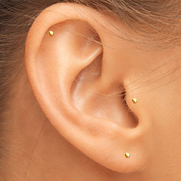 14K Gold Tragus Stud, Gold Helix Stud, Gold Cartilage Stud, Tiny Gold Studs, Gold Studs, Gold Earrings, Small Gold Earrings, Gold Studs SGE4