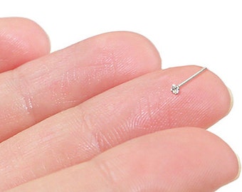 Teeny Tiny 1mm CZ Sterling Silver Nose Stud, Nose Ring, Silver Nose Stud, Sterling Nose Stud, 1mm Nose Stud, Tiny Nose Ring, 1mm Nose Stud