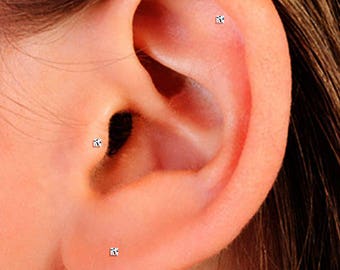 Tiny CZ Cartilage Stud, Small CZ Helix Stud, Tiny Stud Earrings, Small CZ Stud Earrings, Tiny Earrings, Tiny Stud Earrings, Stud Earrings