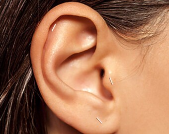 Silver Cartilage Stud, Silver Helix Stud, Silver Tragus Stud, Silver Bar Stud, Tiny Stud Earrings, Bar Earrings, Cartilage Stud, Staple Stud