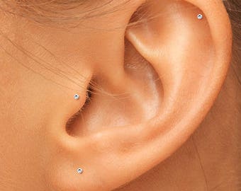 14K Gold Tragus Stud, Gold CZ Helix Stud, Gold Cartilage Stud, Tiny Gold Studs, Gold Studs, Small Gold Earrings, Small Gold Studs