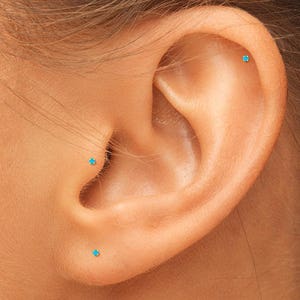 Gold Turquoise Studs, 14K Gold Tragus Stud, Gold Cartilage Stud, Gold Helix Stud, Tiny Gold Studs, Gold Studs, Turquoise Studs SGE5