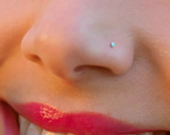 Tiny Turquoise Sterling Silver 1mm Nose Stud, Nose Ring, Silver Nose Stud, Turquoise Nose Ring, Turquoise Nose Stud, Tiny Nose Ring