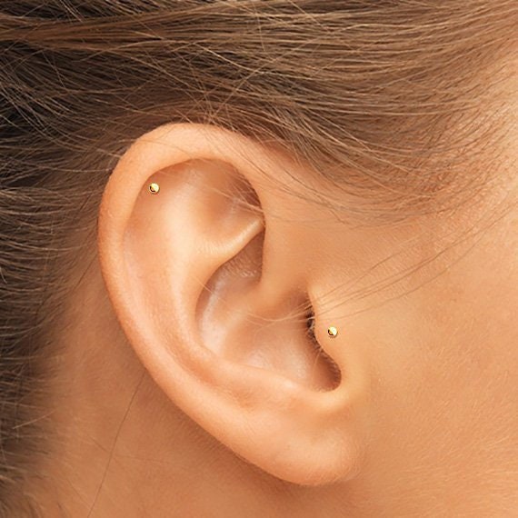 Tragus Piercing Jewelry, 14ct Solid Gold