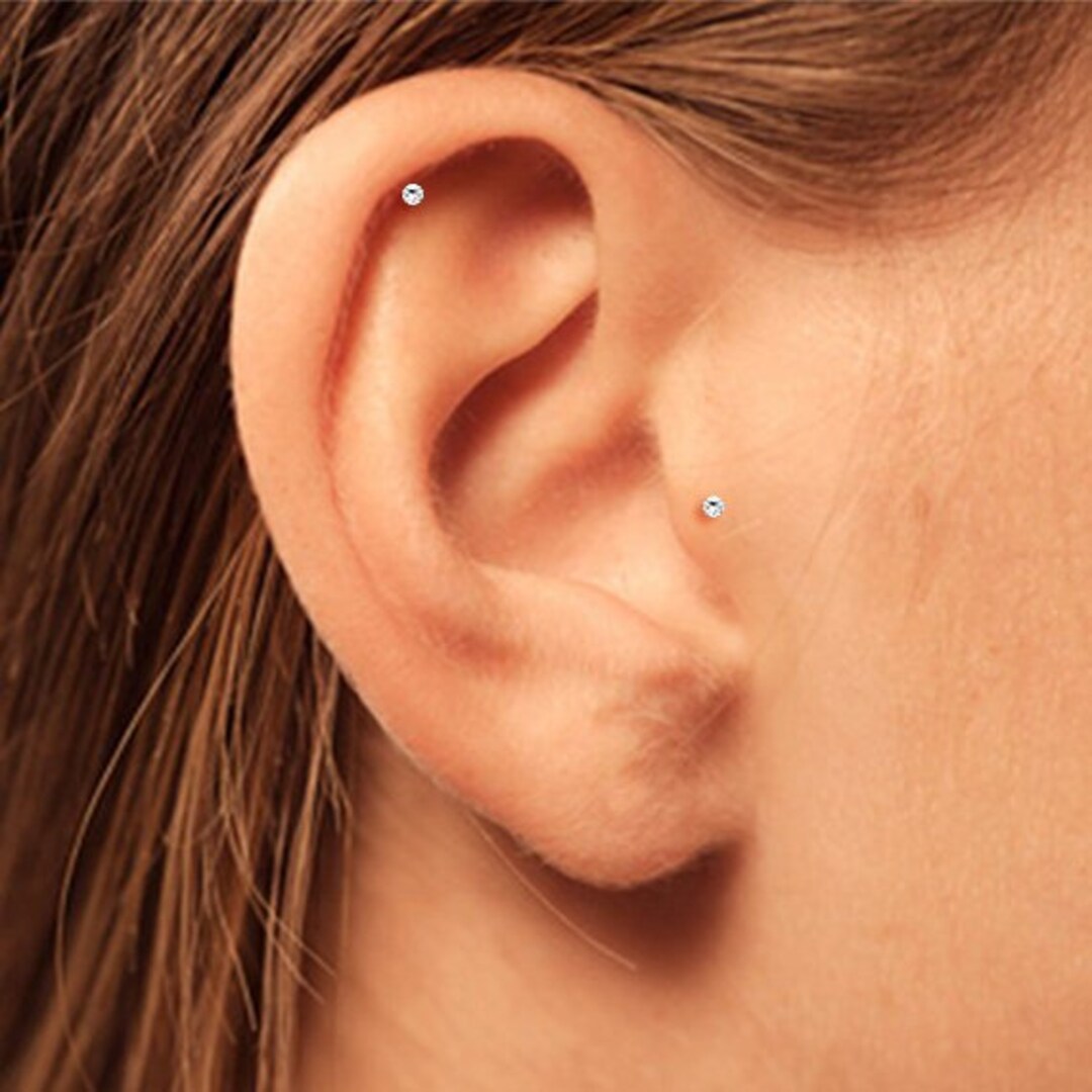 Silver Tragus Stud Silver Helix Stud Cartilage Stud Silver CZ