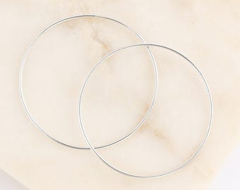Large Sterling Silver Hoop Earrings – Delicate Thin Minimalist Hoops, Lightweight Big Silver Hoops for Everyday Wear, Dainty Modern Jewelry