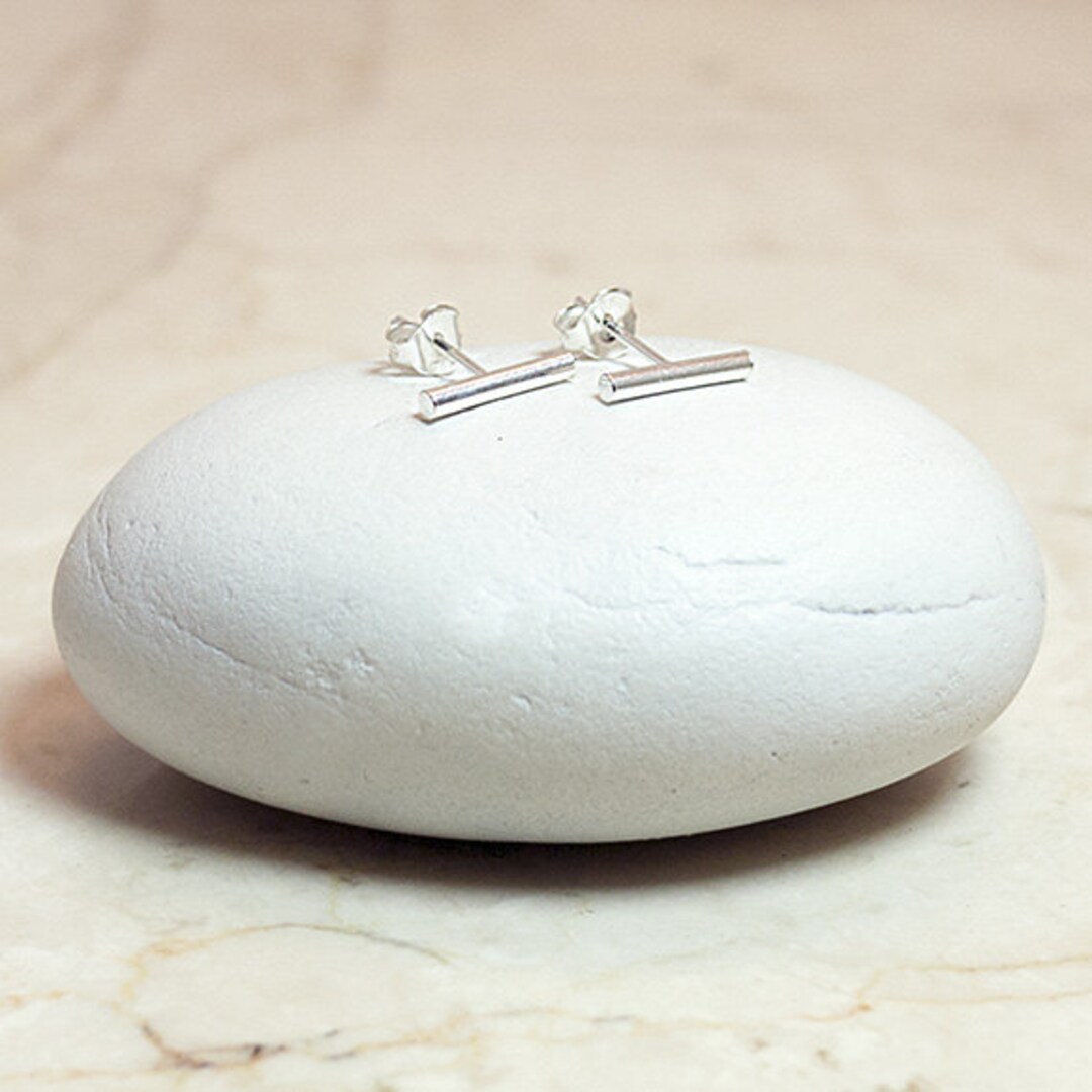 Silver Bar Earrings, Silver Line Earrings, Silver Staple