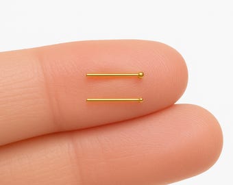 Tiny Gold Nose Stud 1mm Ball | Dainty Minimalist Gold Filled Nose Piercing Jewelry | Small Hypoallergenic Nose Ring | Micro Nose Bone