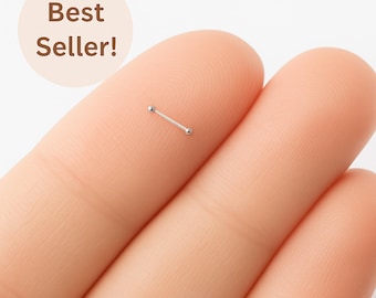 Tiny Silver Nose Stud 1mm Ball, Dainty Minimalist Sterling Silver Nose Piercing Jewelry, Small Hypoallergenic Nose Ring, Micro Nose Bone