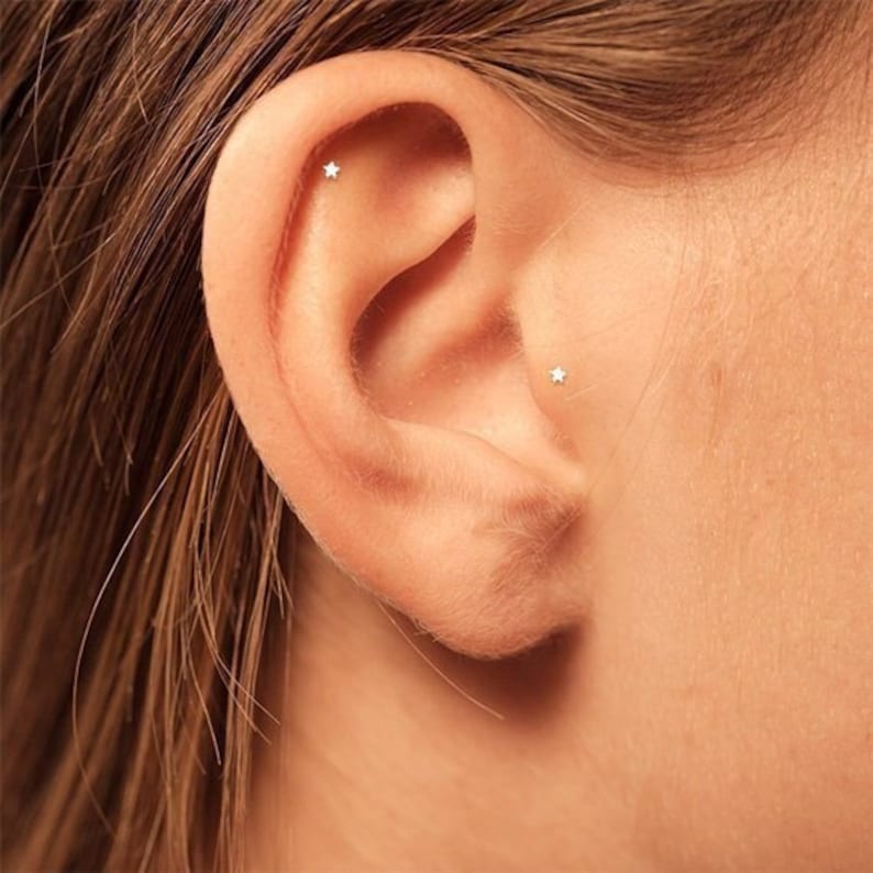 Silver Tragus Stud, Silver Helix Stud, Cartilage Stud, Silver Star Stud, Tiny Stud Earrings, Star Earrings, Sterling Studs, Star Stud, SL1 