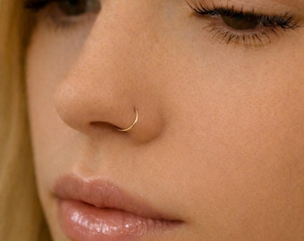 Gold Nose Hoop, Dainty Thin Gold Filled Nose Hoop, Small Delicate Nose Ring, Minimalist Gold Nose Jewelry, Tiny Hoops