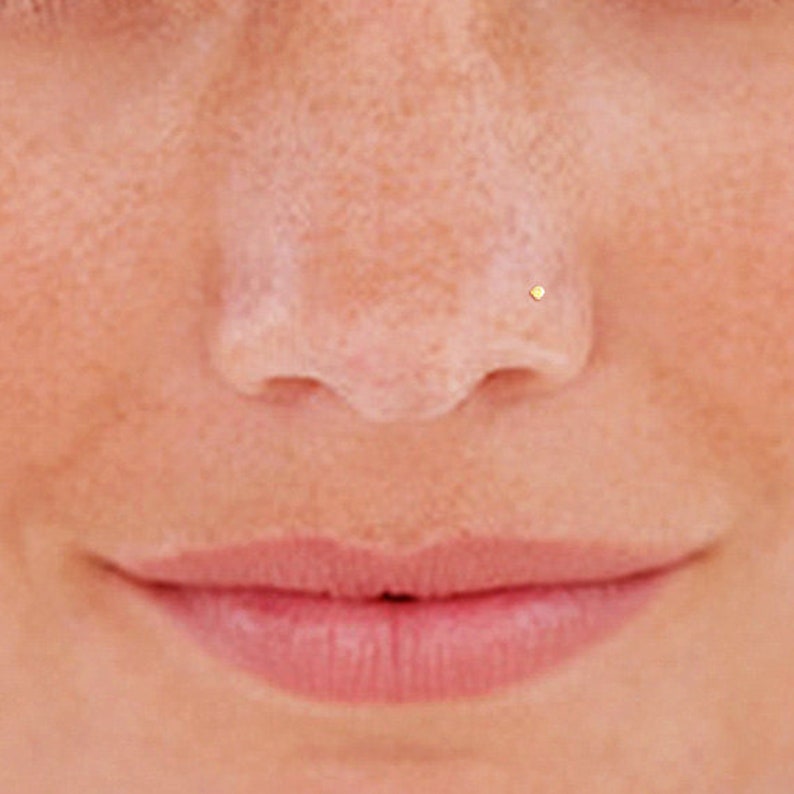 14k Gold Nose Stud, Tiny Nose Stud, Small Nose Stud, 1mm Nose Stud, Circle Nose Stud, Gold Nose Ring, Gold Filled Nose Stud, Stud, 14GN2 image 1
