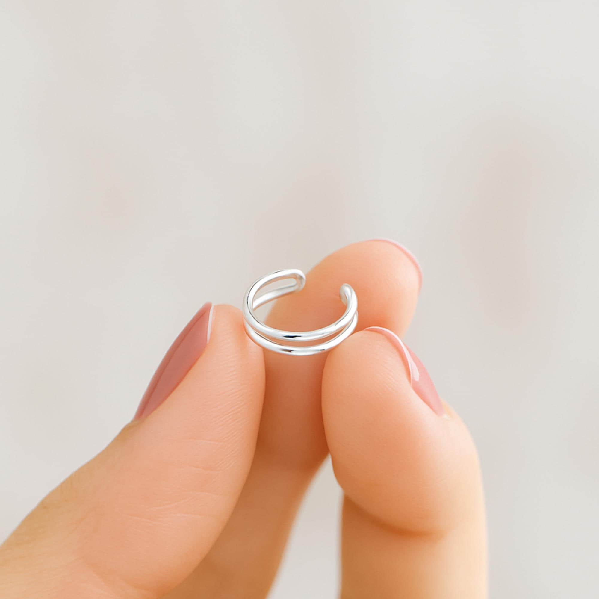 ③Own Light Ear Cuff Ring【#Casual】Silver ORAZIO Ear Cuff Earrings for Women Non Piercing 925 Sterling