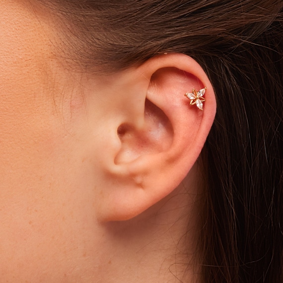 Gold Tragus Earring Gold Helix Earring Gold Cartilage Stud Gold