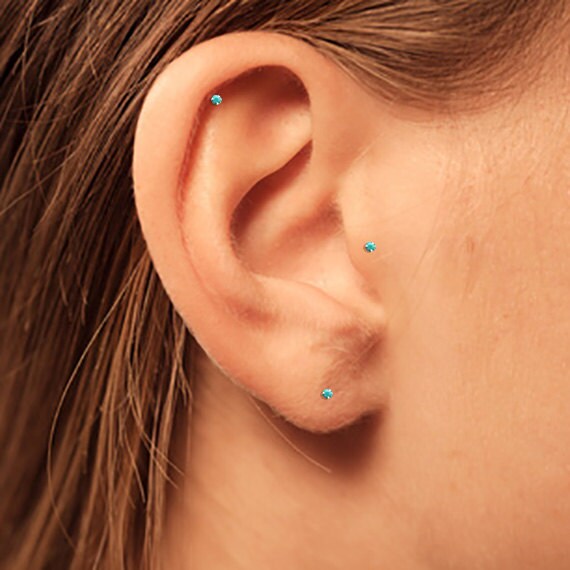 Argent Sterling 925 petit étoile Cercle Boucles D/'oreille Cartilage Helix post Boucles d/'oreille