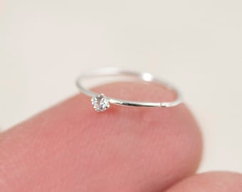 Tiny Nose Hoop, Silver Nose Hoop, Tiny Nose Ring, Tiny Nose Ring, CZ Nose Hoop, Small Nose Hoop, Small CZ Nose Hoop, CZ Nose Ring, SHP3