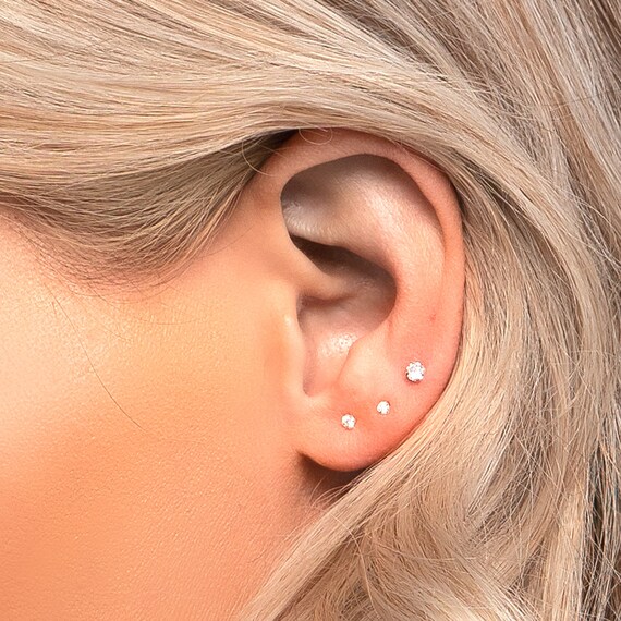 Tiny CZ Cartilage Stud Small CZ Helix Stud Tiny Stud Earrings
