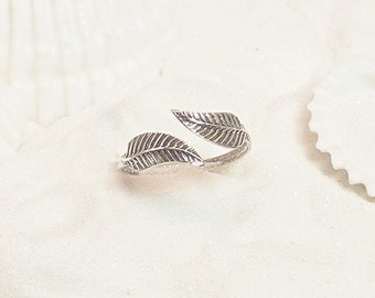 Sterling Silver Leaf Toe Ring, Silver Midi Ring, Silver Toe Ring, Adjustable Pinkie Ring, Adjustable Midi Ring, Adjustable Toe Ring, ST8