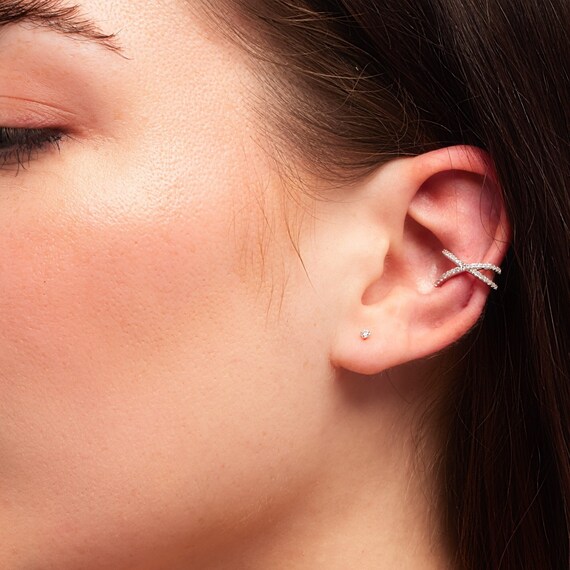 Silver Ear Cuff Silver Huggie Cuff Silver Huggie CZ Ear Cuff