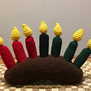 Kwanzaa Kinara and Mishumaa Saba Crochet Amigurumi Set, Seven Principles of Kwanzaa, Kinara Set Crochet Made-to-Order