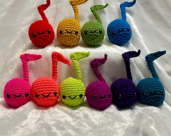 Music Note Plush, Music Note Crochet Stuffed Toy, Crochet Textured Eighth Note, Crochet Music Eighth Note, Music Teacher Gift