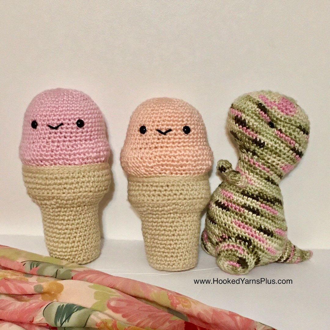 Ice Cream Cone Stuffed Crochet Plush Toy Ice Cream Parlor Etsy