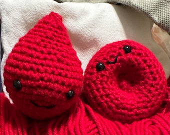 Red Blood Cell Crochet Plush Blood Drop Amigurumi