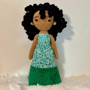 Crochet Doll, Soft Rag Doll, Keepsake Soft Doll, Handmade Gift for Her, Birthday Gift for Daughter, Christmas Doll, Handmade Kwanzaa Gift
