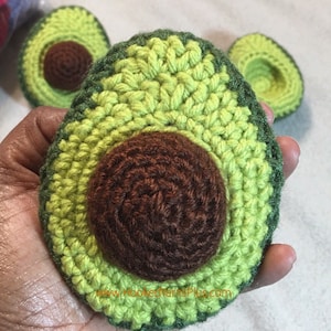 Avocado Crochet Handmade Plush, Avocado Amigurumi, Pretend Play Food Cuddly Textured Avocado with Loose or Attached Seed