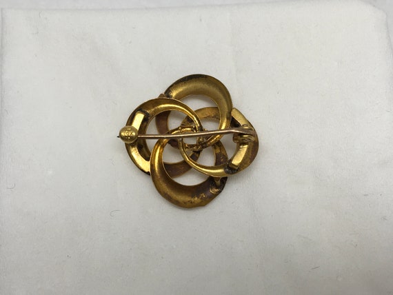 antique 10K gold, 4 intertwined circles brooch, v… - image 5