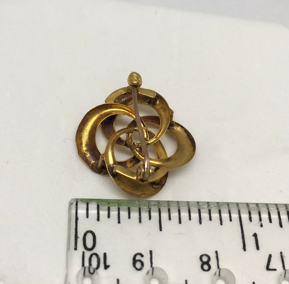 antique 10K gold, 4 intertwined circles brooch, v… - image 3