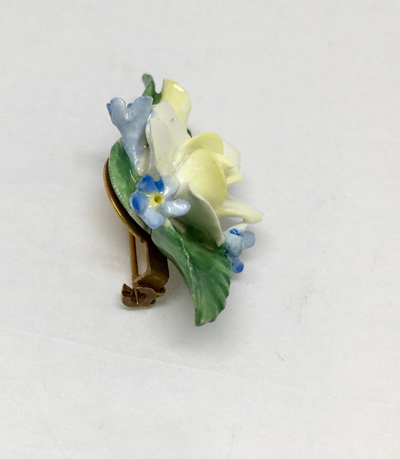 Vintage english fine bone china yellow rose brooch wi… Gem
