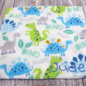 Personalized Dino Baby Blanket Fleece | Custom Baby Boy Blanket | Dinosaur Newborn Gift | Dino Nursery Decor | Name Baby Blanket