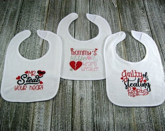 Valentine's Day Baby Bibs Baby Valentine's Gift Baby Girl Valentines Day Baby Boy Valentines Day Baby Girl Bibs Baby Boy Bibs