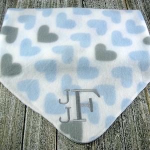 Baby Boy Blanket, Monogrammed Baby Boy Blanket, Custom Baby Blanket, Personalized Fleece Baby Blanket, Blue Heart Baby Boy Fleece Blanket image 1