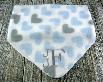 Baby Boy Blanket, Monogrammed Baby Boy Blanket, Custom Baby Blanket, Personalized Fleece Baby Blanket, Blue Heart Baby Boy Fleece Blanket